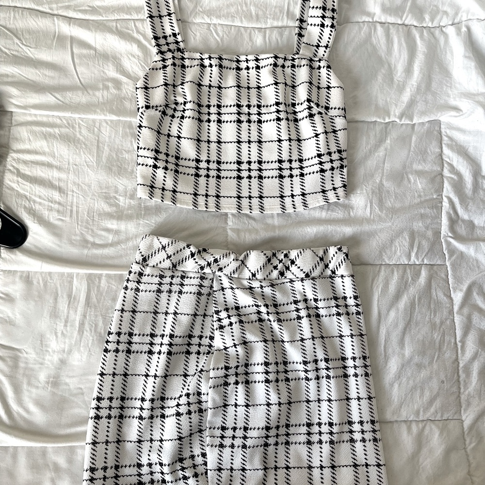 Plaid skirt set